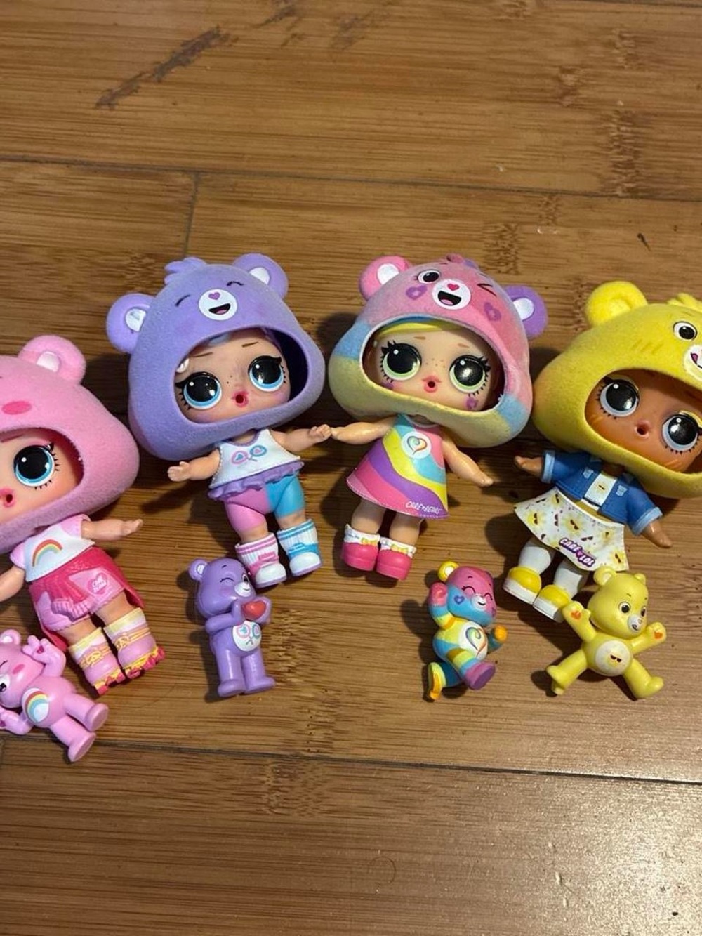 L.O.L. Surprise! Rainbow Pastel Bear Hood Mini Doll Set - Pink Purple Yellow